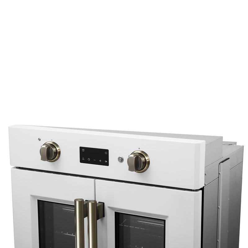Load image into Gallery viewer, Forno Asti 30-Inch French Door Electric Wall Oven in White &amp; Antique Brass, 3.68 cu. ft. True Convection, 3,600W, Air Fry, Sous Vide, Self-Clean
