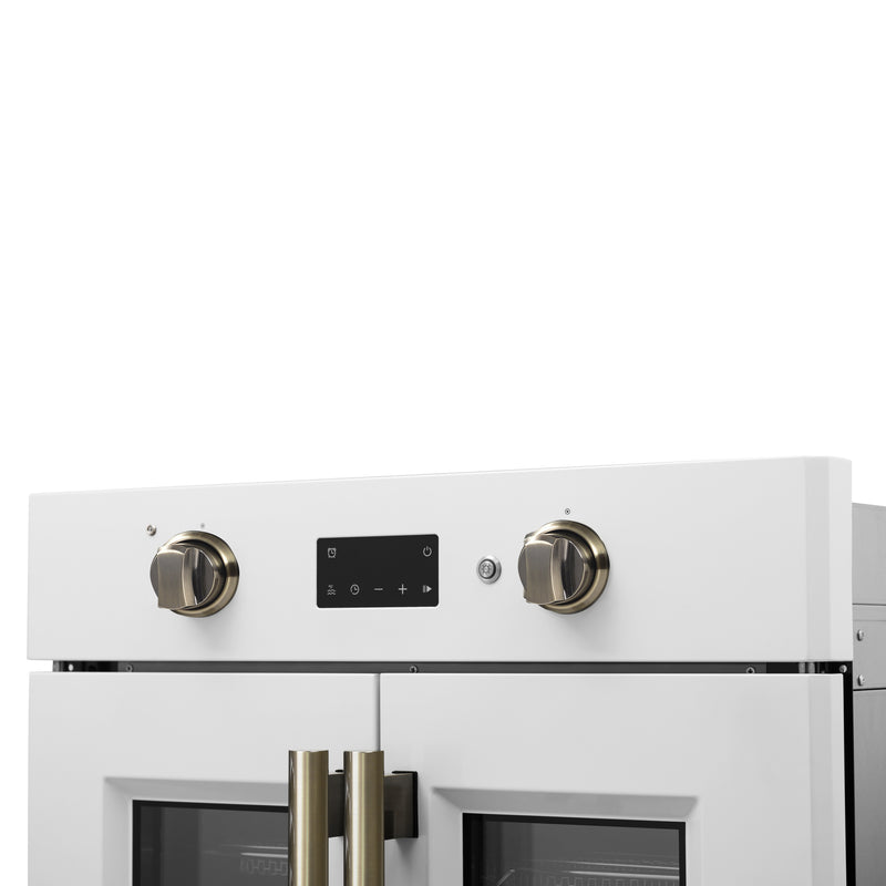 Load image into Gallery viewer, Forno Asti 30-Inch French Door Electric Wall Oven in White &amp; Antique Brass, 3.68 cu. ft. True Convection, 3,600W, Air Fry, Sous Vide, Self-Clean
