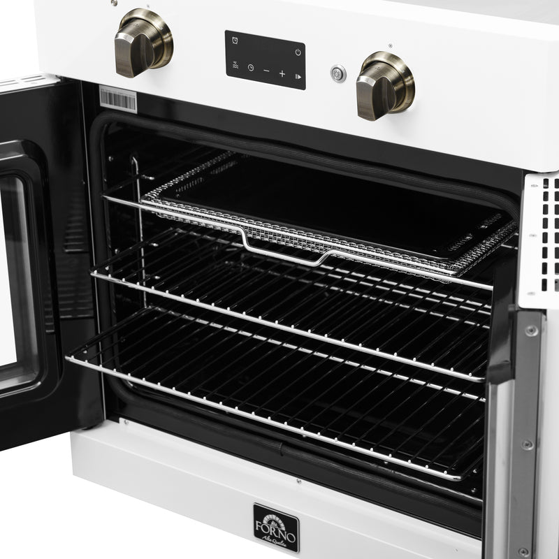Load image into Gallery viewer, Forno Asti 30-Inch French Door Electric Wall Oven in White &amp; Antique Brass, 3.68 cu. ft. True Convection, 3,600W, Air Fry, Sous Vide, Self-Clean
