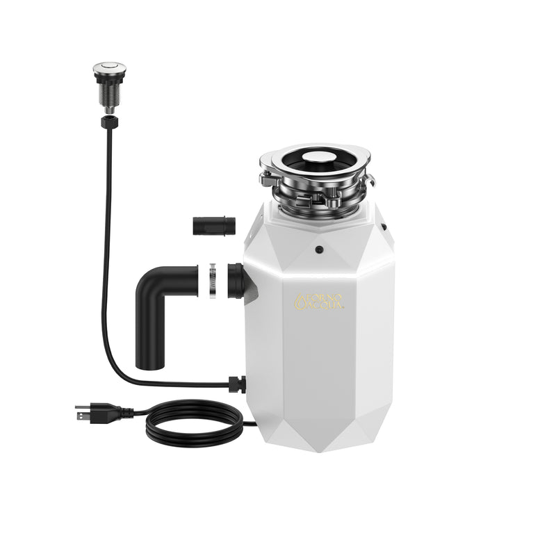 Load image into Gallery viewer, FORNO ACQUA BrightDIAMOND Moonstone 1HP Super Quiet Garbage Disposal Corded with Motion Sensor Cabinet Light &amp; Pre-Wired Air Switch
