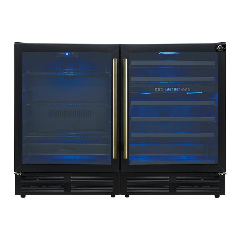 Load image into Gallery viewer, Forno Gemello 48 Inch, Black Side-by-Side Wine and Beverage Cooler - FWCDR6699-48BLK
