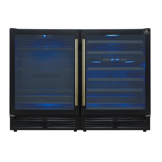 Forno Gemello 48 Inch, Black Side-by-Side Wine and Beverage Cooler - FWCDR6699-48BLK