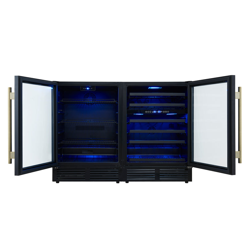 Load image into Gallery viewer, Forno Gemello 48 Inch, Black Side-by-Side Wine and Beverage Cooler - FWCDR6699-48BLK
