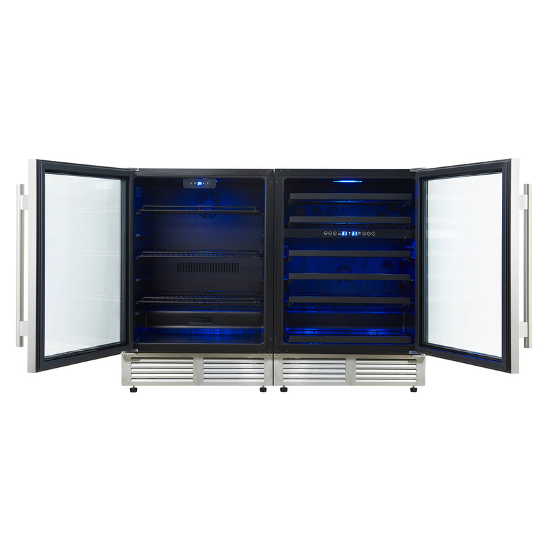 Load image into Gallery viewer, Forno Gemello 48 Inch, Stainless Steel Side-by-Side Wine and Beverage Cooler - FWCDR6699-48S
