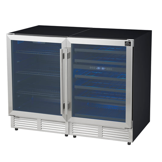 Forno Gemello 48 Inch, Stainless Steel Side-by-Side Wine and Beverage Cooler - FWCDR6699-48S