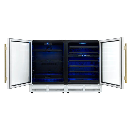 Forno Gemello 48 Inch, White Side-by-Side Wine and Beverage Cooler - FWCDR6699-48WHT