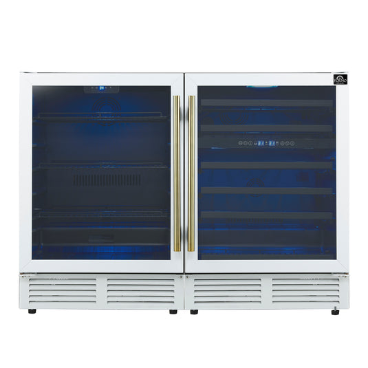 Forno Gemello 48 Inch, White Side-by-Side Wine and Beverage Cooler - FWCDR6699-48WHT