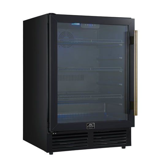Forno Frescolino 24 Inch, Black Beverage Cooler with Triple Glass Door, 188 Can Capacity - FWCDR6665-24BLK