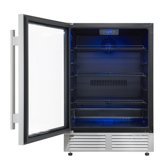 Forno Frescolino 24 Inch, Stainless Steel Built-In or Freestanding Beverage Cooler, 188 Can Capacity - FWCDR6665-24S