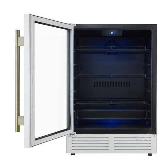 Forno Frescolino 24 Inch, White Beverage Cooler with Triple Glass Door, 188 Can Capacity - FWCDR6665-24WHT