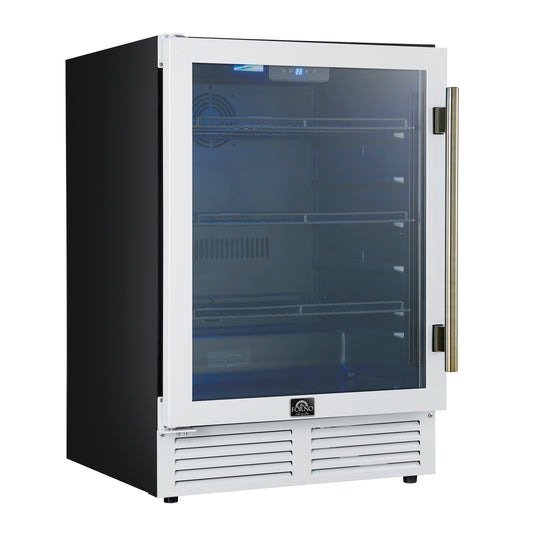 Forno Frescolino 24 Inch, White Beverage Cooler with Triple Glass Door, 188 Can Capacity - FWCDR6665-24WHT