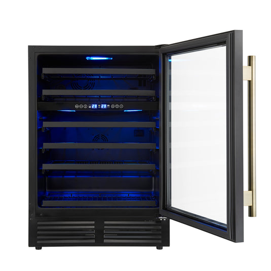 Forno Bacchino 24 Inch, Black Wine Cooler, 51 Bottle Capacity, Built-In or Freestanding - FWCDR6634-24BLK