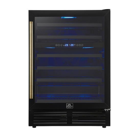 Forno Bacchino 24 Inch, Black Wine Cooler, 51 Bottle Capacity, Built-In or Freestanding - FWCDR6634-24BLK