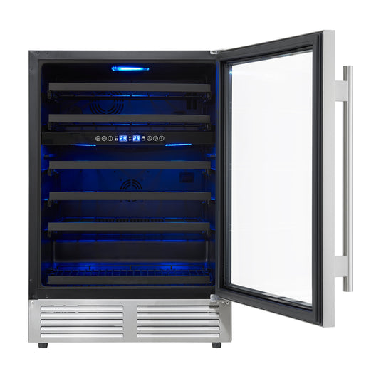 Forno Bacchino 24 Inch, Stainless Steel Wine Cooler, Stainless Steel, 51 Bottle Capacity - FWCDR6634-24S