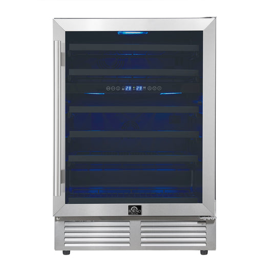 Forno Bacchino 24 Inch, Stainless Steel Wine Cooler, Stainless Steel, 51 Bottle Capacity - FWCDR6634-24S