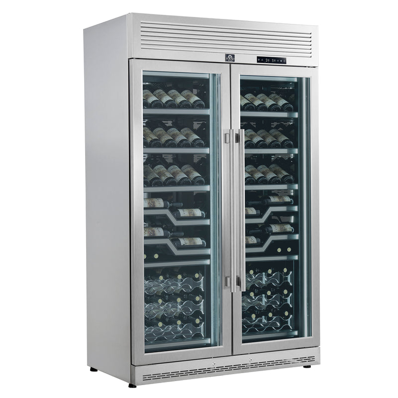 Load image into Gallery viewer, FORNO Abruzzo 48-Inch Dual Zone Wine Cellar, 102 Bottles, 24 cu. ft., Clear Acrylic Holders &amp; Stainless Trim Shelves
